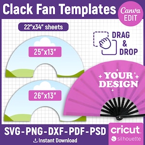 Clack Fan Template, Chinese Fan Template, Festival Hand Fan, Sublimation Fan Template, Sublimation Template, Printable, DIY, Canva Editable