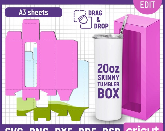 Tumbler Box Template Bundle, DIY, Png, Canva, Svg, Cricut, Printable ...