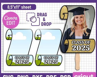 Modelo de leque de formatura editável, leque personalizado para formatura, modelo de leque de formatura, leque de formatura, topo de bolo, faça você mesmo, editável no Canva