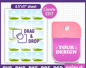 Dollar Tree Spray Hand Sanitizer Label Template, 1.15oz Hand Sanitizer Label, Spray Bottle Label, Hand Sanitizer Sricker, Canva Editable