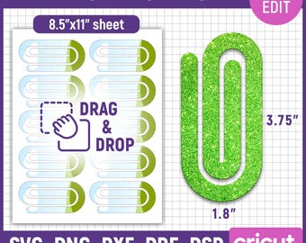 Jumbo paperclip sjabloon, paperclip bladwijzer SVG, paperclip SVG, snack clip SVG, paperclip laserbestand, paperclip sublimatie, canva bewerkbaar