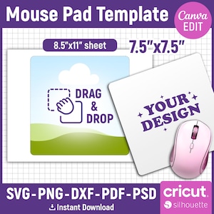 7.5&quot; Mouse Pad Template, Square Mouse Pad Template, Mouse Pad Sublimation Template, Mouse Pad Svg, Mouse Pad Personalized, Canva Editable