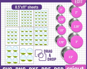 BUNDLE de modèle d'épingle de bouton, épingle à bouton Svg, épingle de bouton vierge, modèle d'épingle de bouton de sublimation, étiquettes cercle Badge, bricolage, png, éditable sur toile