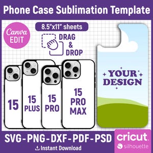 44 mallar för telefonskal PAKET, sublimeringsmall för telefonskal, mall för smartphoneskal, mall för telefonskal, utskrivbar, redigerbar i Canva bild 4