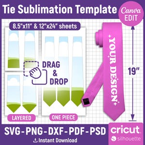 Tie Template, Tie Sublimation Template, Tie Template Svg, Mens Tie Template, Neck Tie Template, Tie Svg, Printable, Cut File, Canva Editable