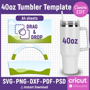 Tumbler Template Svg, 40oz Tumbler Template, 40oz Tumbler Wrap, 40oz Tumbler Sublimation, Blank Tumbler Wrap Template, png, Canva Editable