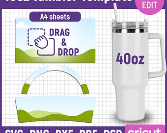 Tumbler Template Svg, 40oz Tumbler Template, 40oz Tumbler Wrap, 40oz Tumbler Sublimation, Blank Tumbler Wrap Template, png, Canva Editable