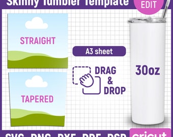 Tumbler Template Svg, 30oz Skinny Tumbler Template, Skinny Tumbler Full Wrap, Tumbler Sublimation, Tapered Straight, png, Canva Editable