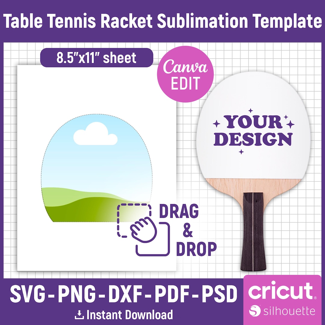 Tennis Racket Template Large Table Tennis Racket Sublimation Template, Table Tennis Racket Blank ...
