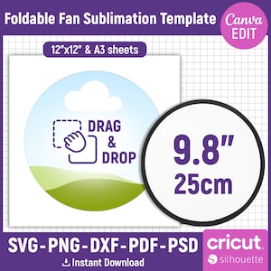 Foldable Fan Template, Foldable Fan Sublimation Template, Foldable Frying Disc Template, Church Fan Template, Fan Template, Canva Editable