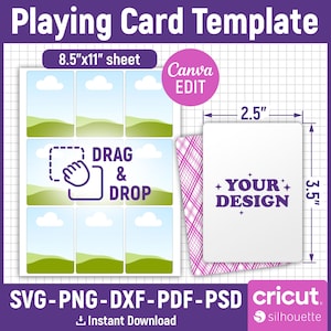 Blank Playing Card Template, Poker Card Template Svg, Editable Trading Card Template, Card Sublimation, DIY Playing Card, Canva Editable