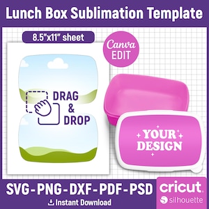 Modello per Lunch Box, Modello per Sublimazione di Lunch Box, Modello per Contenitori per Snack, Modello per Contenitori Bento, Lunch Box per Bambini, Canva Modificabile