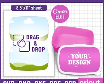 Lunchbox-Vorlage, Lunchbox-Sublimationsvorlage, Snackbehälter-Vorlage, Bento-Behälter-Vorlage, Kinder-Lunchbox, Canva bearbeitbar
