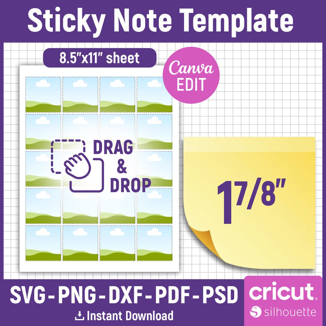 1 7/8" Sticky Note, Sticky Note Template, Custom Sticky Notes, Note ...