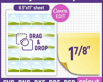 1 7/8" Sticky Note, Sticky Note Template, Custom Sticky Notes, Note Page, Note Template, Sticker for Planner, Printable, DIY, Canva Editable