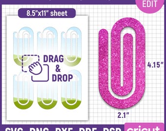 Jumbo Paperclip Template, Paperclip Bookmark Svg, Paperclip Svg, Snack Clip Svg, Paperclip Laser File, Paperclip Sublimation, Canva Editable