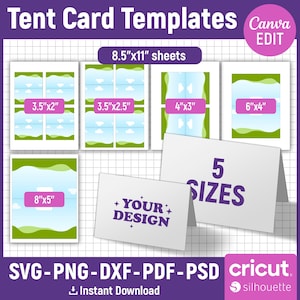 Tent Card Template, Food Label Card, Food Card Tent Signs, Folded Note Card Template, Shower Food, Place Card Template, Canva Editable