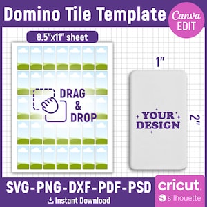Domino-Fliesenvorlage svg, runde Ecken-Domino-Fliesenvorlage, Domino-Fliesen-Sublimationsvorlage, Rechteck-Vorlage, bedruckbar, Canva bearbeitbar