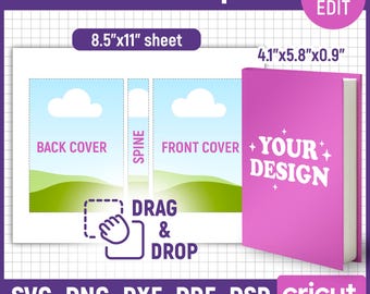 Plantilla de portada de libro, portada de libro de bolsillo, portada de libro personalizada, plantilla de portada de libro en blanco, diseño de portada de libro, imprimible, bricolaje, editable en Canva