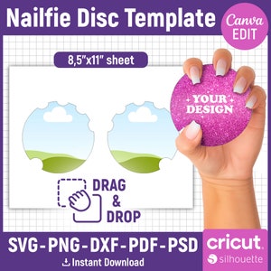 Nailfie Disc-sjabloon, Nailfie-sjabloon, nageltechnicus, schoonheidssalon Prop, Nail Tech Gift, Nail Artist Gift, bedrijfslogo, Canva bewerkbaar