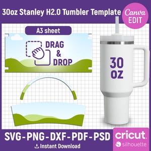 Sjabloon 30oz beker, Stanley H2.0 30oz wrap sjabloon, 30oz quencher sjabloon, beker sublimatie, beker sjabloon Svg, Canva bewerkbaar