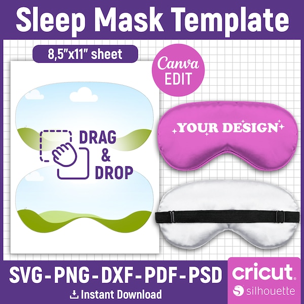 Sleeping Mask Svg, Sleep Eye Mask Template Sublimation, Customized Eye Masks, Personalized Sleeping Masks, Bridesmaid Gifts, Canva Editable