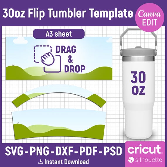 30oz Tumbler Template, Flip Straw 30oz Tumbler Wrap Template, 30oz Quencher Template, Tumbler Sublimation, Tumbler Template, Canva Editable