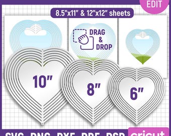 Heart Wind Spinner Template, Wind Spinner for Sublimation, Wind Spinner Svg, Wind Spinner Template, Wind Spinner Mockup, DIY, Canva Editable