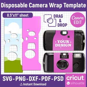 Disposable Camera Wrap Template, Template Quicksnap Film Camera, Camera Label Template, Camera Cover, Custom Camera, DIY, Canva Editable