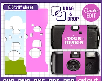 Disposable Camera Wrap Template, Template Quicksnap Film Camera, Camera Label Template, Camera Cover, Custom Camera, DIY, Canva Editable