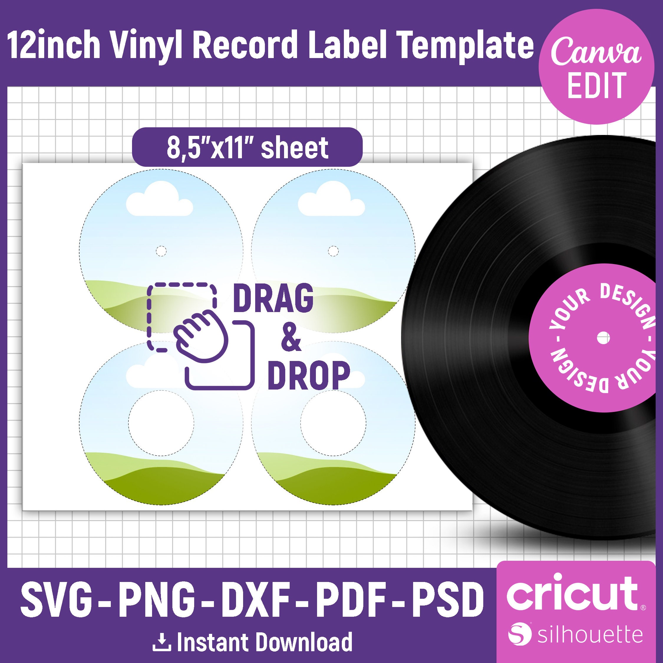 12 Inches Vinyl Record Template, Vinyl Record Label Template, Record 12 Inches Vinyl Record Template, Vinyl Record Label Template, Record