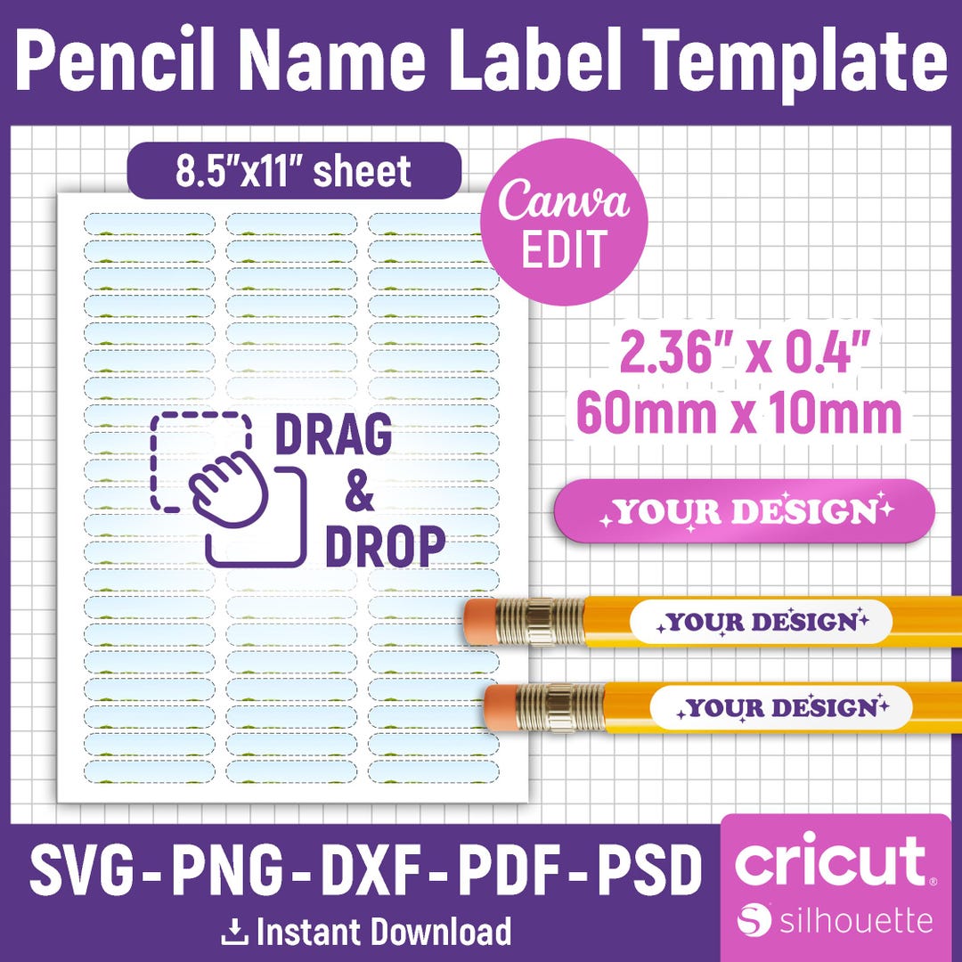 Name Labels Template, School Supply Labels Svg, School Label Template ...