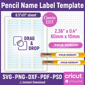 Name Labels Template, School Supply Labels Svg, School Label Template, Back to School Label Template, Printable Name Tag, Canva Editable
