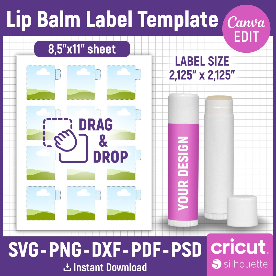 Lip Balm Label Template, Lip Balm Labels, Lip Balm Wrap Packaging, Lip