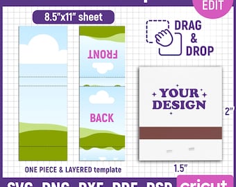 Matchbook Template, Match Book Svg, Matchbook Label Template, Matchbox Template, Match Box, Blank Template, Printable, DIY, Canva Editable