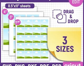 Sticky Note Template, Custom Sticky Notes, Sticky Note Blank, Note Page, Note Templates, Sticker for Planner, Printable, DIY, Canva Editable