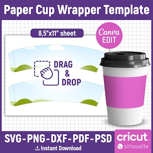 Paper Cup Sleeve Template, Coffee Cup Sleeve Template, Cup Sleeve Svg ...