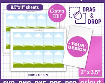 Business Card Template, 2”x3.5” Business Card Template, Business Card Svg, Blank Business Card Template, DIY Business Card, Canva Editable