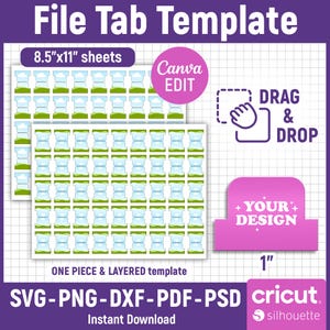 1 inch File Tab Template, Planner Tab Template, Journal Tab Template, File Folder Labels, Planner Tab Labels, File Labels, Canva Editable