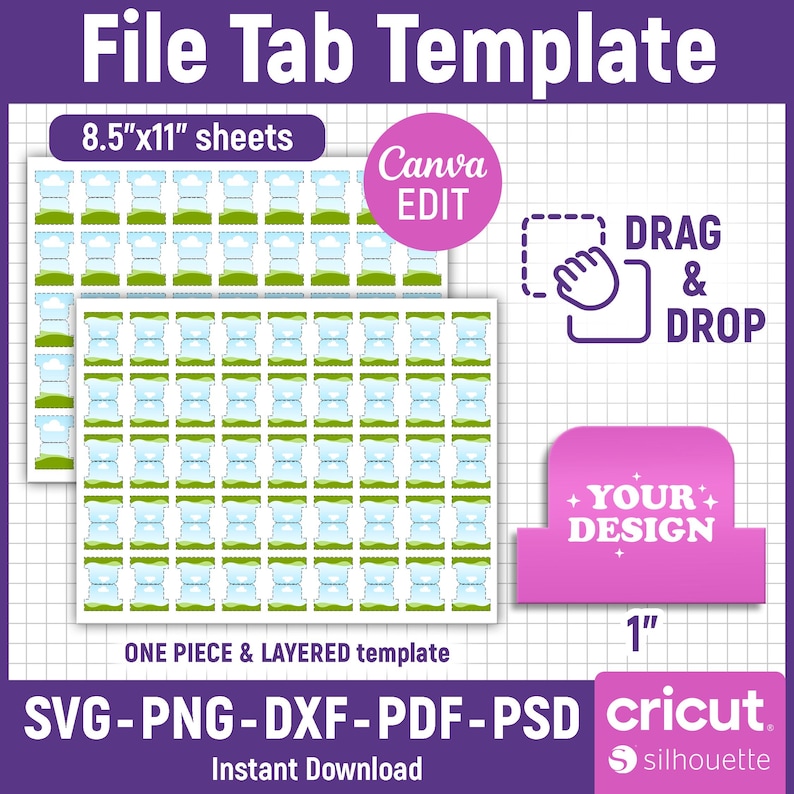 1 Inch File Tab Template, Planner Tab Template, Journal Tab Template ...