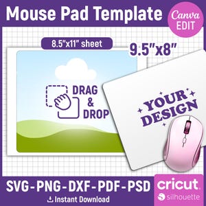 Mouse Pad Template, Rectangle Mouse Pad Template, Mouse Pad Sublimation Template, Mouse Pad Svg, Mouse Pad Personalized, DIY, Canva Editable