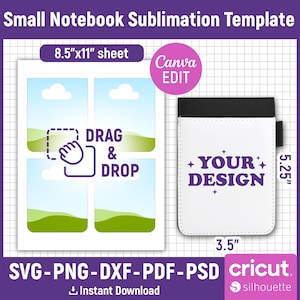 Mall för sublimering av liten anteckningsbok, mall för anteckningsbokomslag, omslag till kompositionsanteckningsbok, sublimering av läderanteckningsbok, gör-det-själv, redigerbar canvas