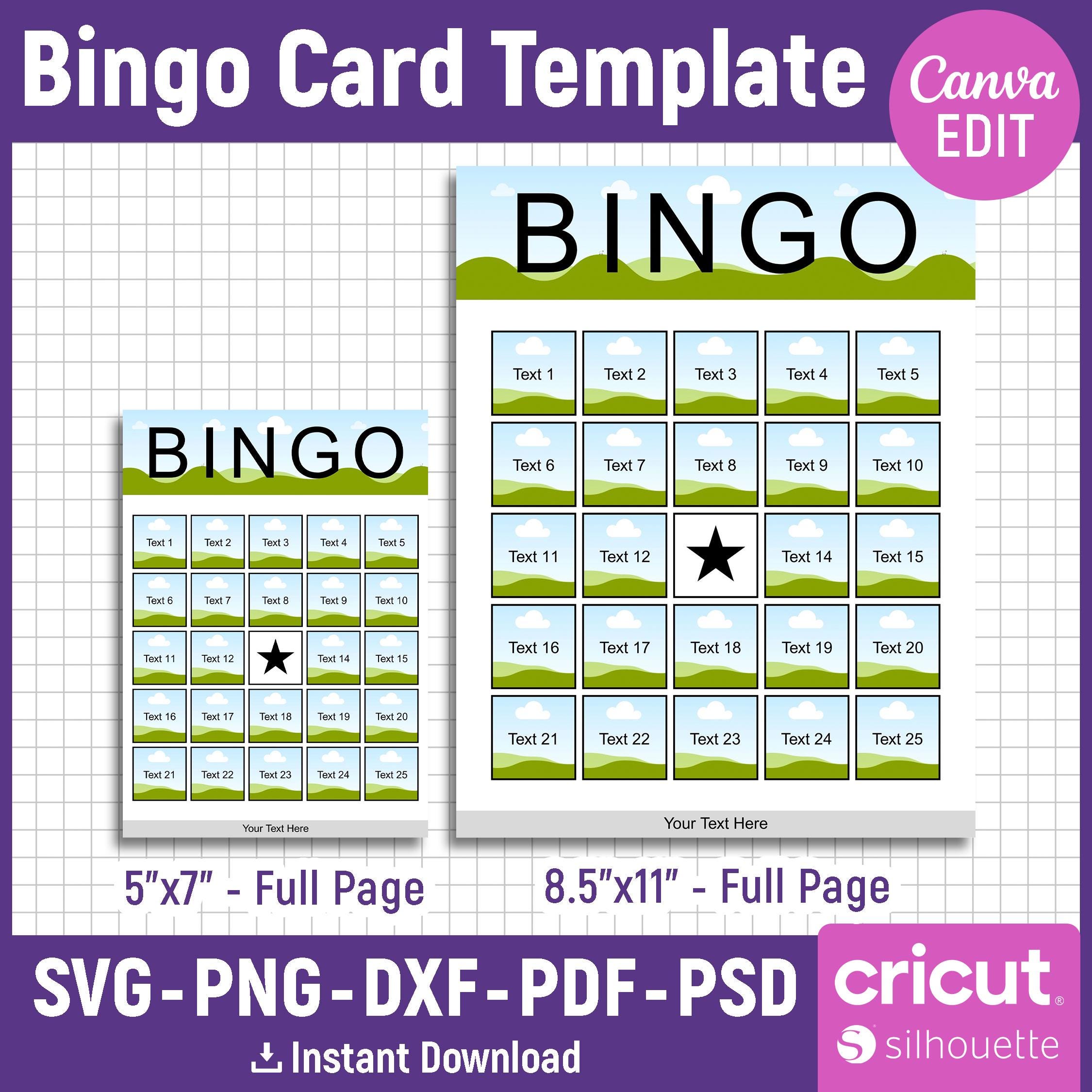 Bingo Card Template, Bingo Template, Custom Bingo, Bingo Canva Template ...