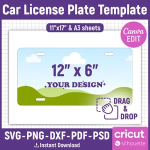 Car License Plate Template, Car License Plate Sublimation Template, Car License Frame Template, License Plate Template, DIY, Canva Editable