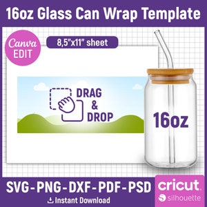 Libbey Glass Template Svg, Libbey Can Glass Template Bundle, Libbey Glass Wrap Template ...