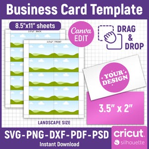 Modelo de cartão de visita, modelo de cartão de visita 3,5”x2”, cartão de visita Svg, modelo de cartão de visita em branco, cartão de visita faça você mesmo, Canva editável