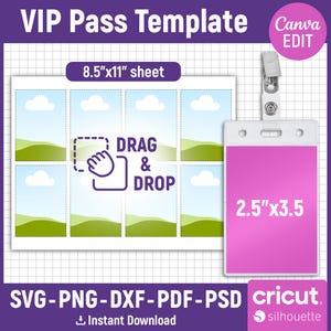 Sjabloon VIP-pas, sjabloon ID-badge, sjabloon pas, VIP-badge, naamkaartje, naam-ID-badge, blanco sjabloon badge, afdrukbaar, bewerkbaar op canvas