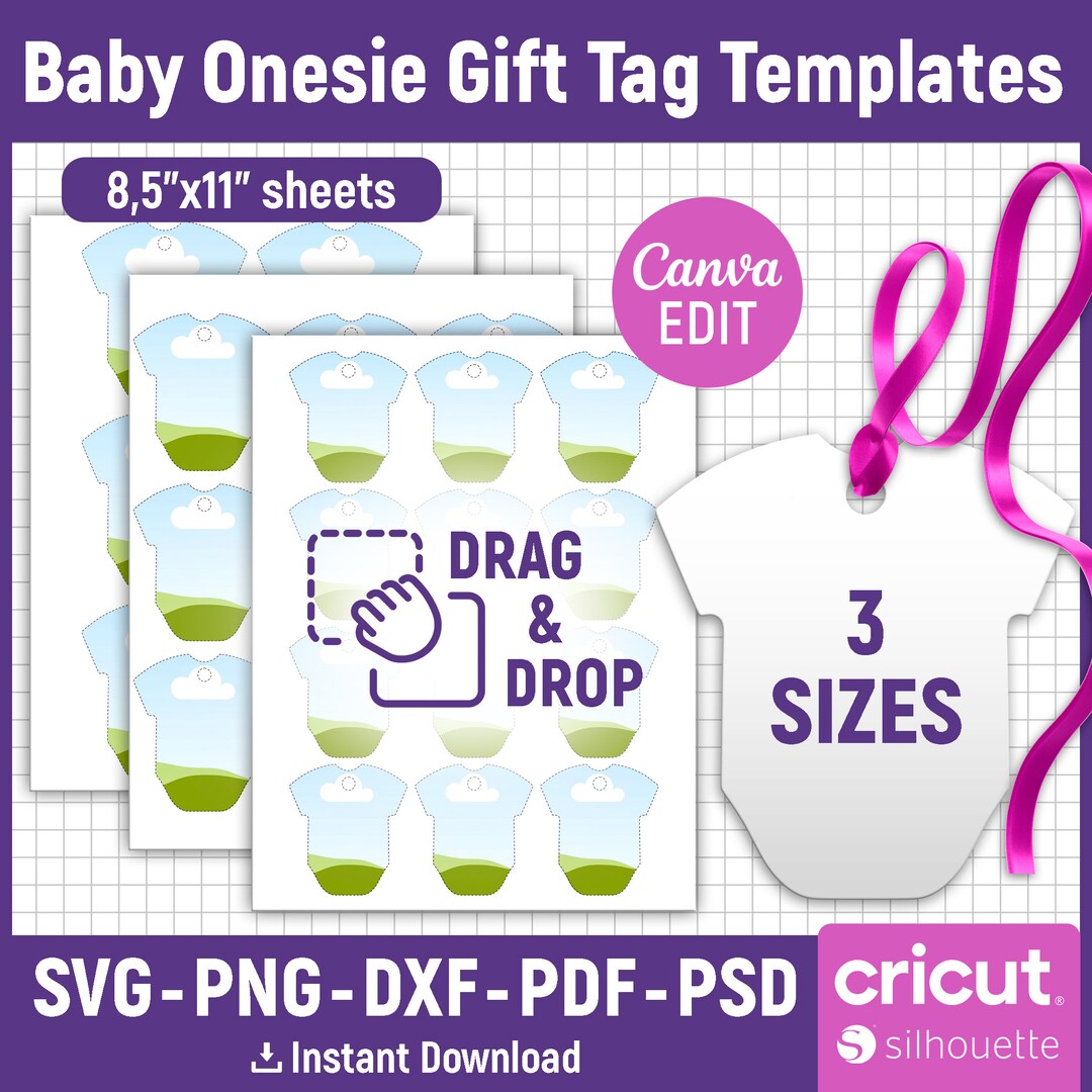 Baby Gift Tag Svg, Baby Onesie Gift Tag Template Bundle, Baby Bodysuit ...