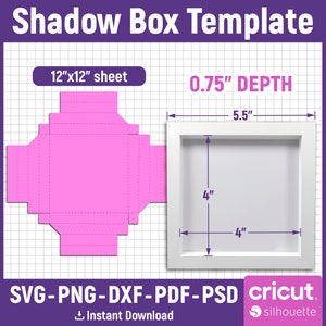 Modello Shadow Box, Shadow Box Svg, Modello Light Box, Modello Shadow Box 3d, Cornice Shadow Box, File Svg per Cricut, Cornice scatola di carta