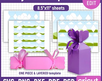 Candy Box Template, Candy Shaped Box, Gift Box, Candy Gift Box Template, Party Gift Box, Party Favor Box, Box Svg for Cricut, Canva Editable